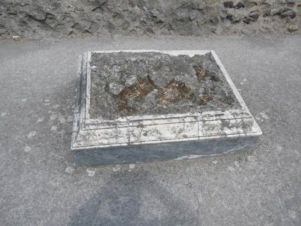 Herculaneum, August 2013. Sacred Area terrace, remains of an altar on the south side of the shrine of Venus. Photo courtesy of Buzz Ferebee.